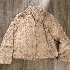 Oasis Cozy Faux Fur Jacket in Blush